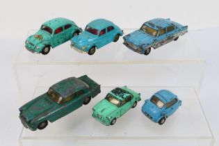 Tri-ang - Spot-On - 6 x unboxed cars, VW Beetle Rally # 195, Morris Minor # 289, Goggomobil # 131,