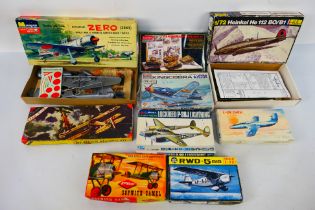Monogram - Crown - Aoshima - Heller - 9 x boxed model kits including Lockheed P-38J Lightning in