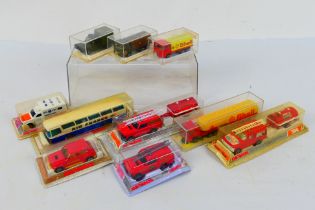 Majorette - A group of 10 x boxed vehicles including Range Rover and trailer, Saviem petrol tanker,
