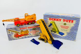 Dinky - 2 x boxed models, a Coles 20-Ton Lorry Mounted Crane # 972 and an Elevator Loader # 564.