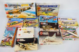 Airfix - 12 x boxed aircraft model kits including Douglas Skyraider in 1:72 scale,
