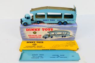 Dinky - A boxed Bedford Pullmore Car Transporter # 582 and a boxed loading ramp # 994.