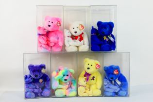 Ty Beanies - 14 Ty Beanies housed within seven perspex display cases.