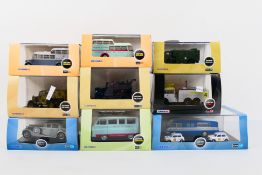 Oxford Automobile Company - a good lot of 9 off 1:43 and 1:76 scale model motor vehicles comprising