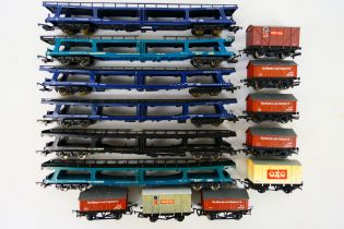 Lima - Hornby - Wrenn - 14 x unboxed OO gauge wagons, six car transporters # 305696,