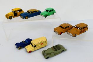 Dinky - A group of unboxed cars including Lagonda # 38c, Fraser Nash # 38a, Hudson sedan # 139b,
