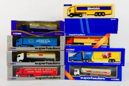 Corgi - 8 boxed truck models including a Scania in James Irlam & Sons livery,