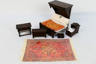Tudor Time Miniatures by Norman Jones - 1:12 scale bedroom furniture suite comprising a double half