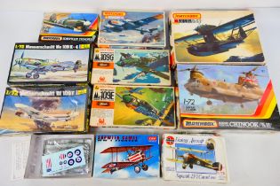 Matchbox - Hasegawa - Academy - Heller - 10 boxed plastic model aircraft kits in 1:72 scale.