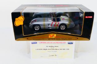 Maisto - Signed Limited Edition - A boxed Mercedes Benz 300 SLR Mille Miglia in 1:18 scale signed