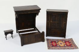 Tudor Time Miniatures by Norman Jones - 1:12 scale bedroom furniture comprising Double Half Tester