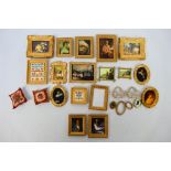 Miniature gilt framed pictures - a collection of 1:12 scale gilt framed pictures