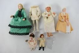 Six off 1:12 scale Dressed Dolls by Caro