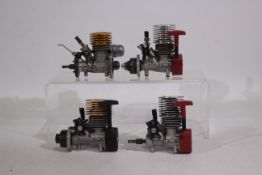 Kyosho - Four unboxed Kyosho nitro engines. Lot consists of GS, GS11R, GS11X and a GX12.