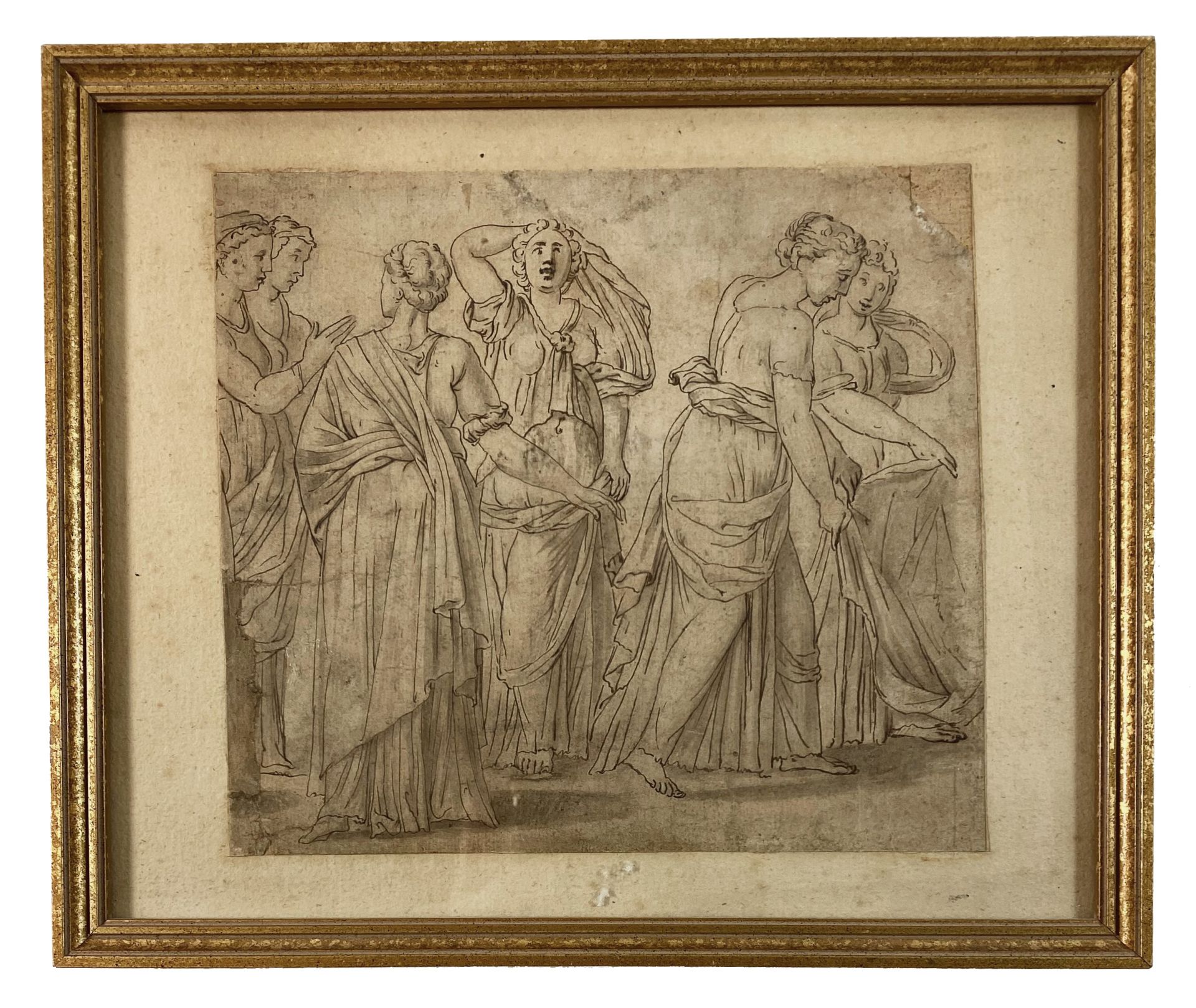 ANONYMOUS. (Group of six classically dressed women). Italian School?, 18th c. Drawing