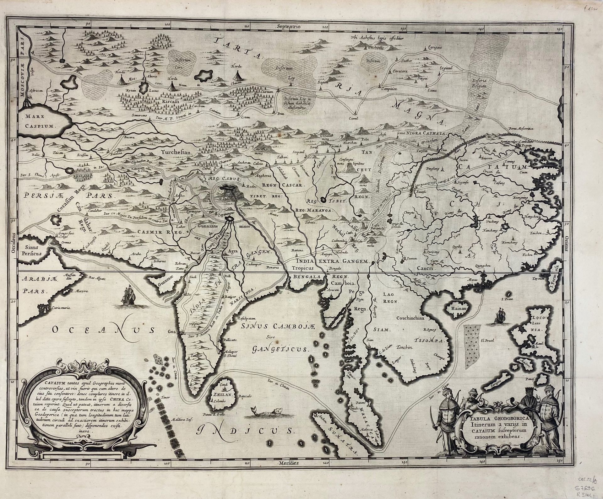 ASIA -- "ASIA ACCURATISSIME DESCRIPTA". Engr. map by N. Witsen, in cont. handcolouring - Bild 2 aus 2