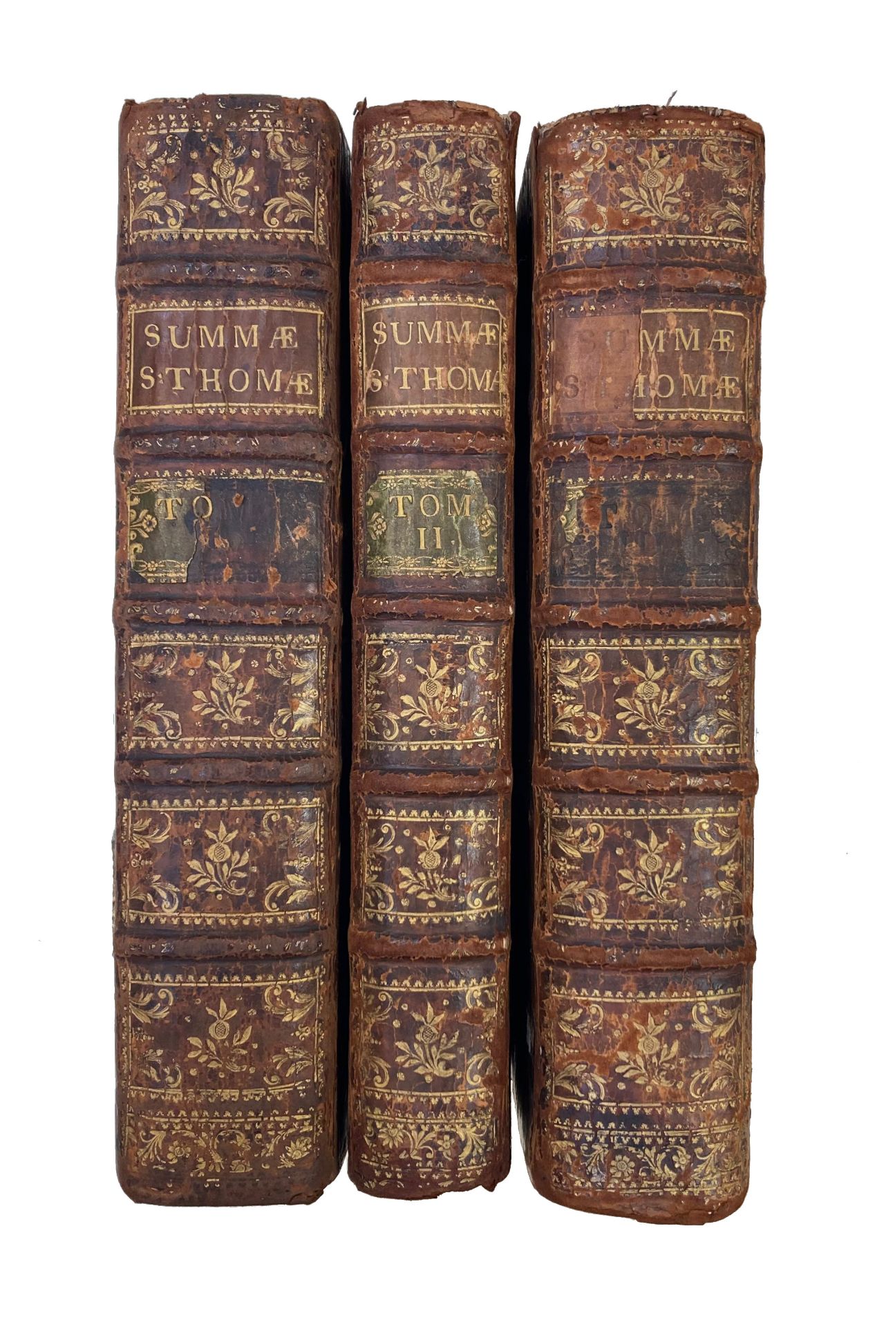 THOMAS AQUINAS. Summa totius theologiae (...). Antwerp, C. Plantin, 1569. 3 vols. (12