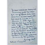 SAND, George (1804-1876). Autograph and signed letter to "Monsieur", dated August 15
