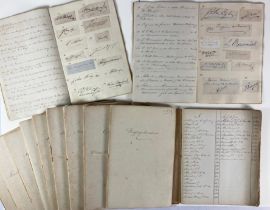 AUTOGRAPH COLLECTION from the mid 19th c. and earlier, pasted in 12