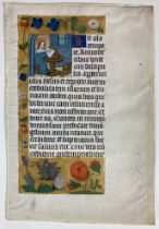 BOOK OF HOURS -- ILLUMINATED PERICOPE from Mark 16:14. Flanders, late 15th c