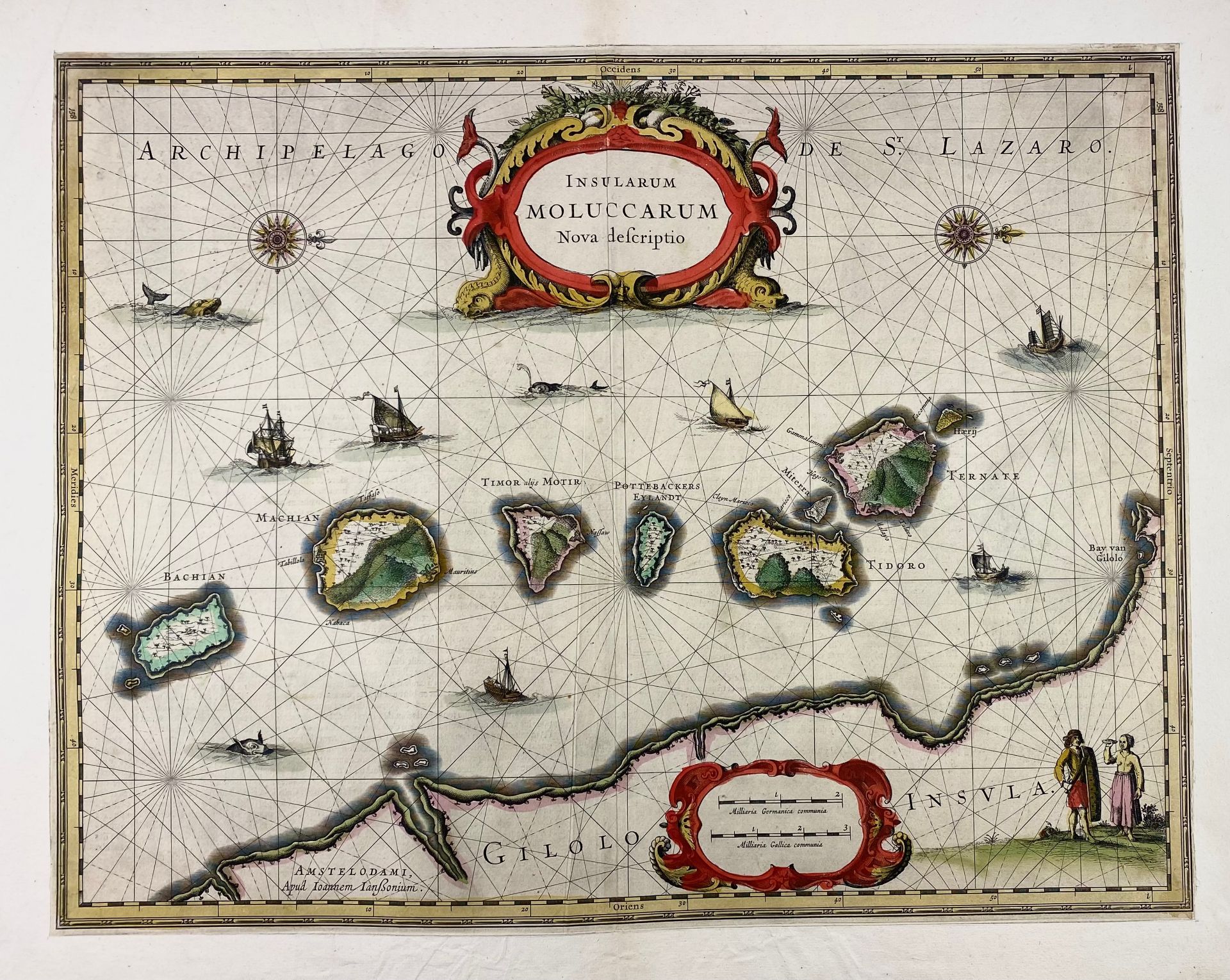ASIA -- "INSULARUM MOLUCCARUM nova descriptio". Amst., J. Janssonius, (1633). Engr. handcold. map