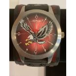 ED HARDY Quartz wristwatch, rare EAGLE dial model. Having sweeping second hand, date window and