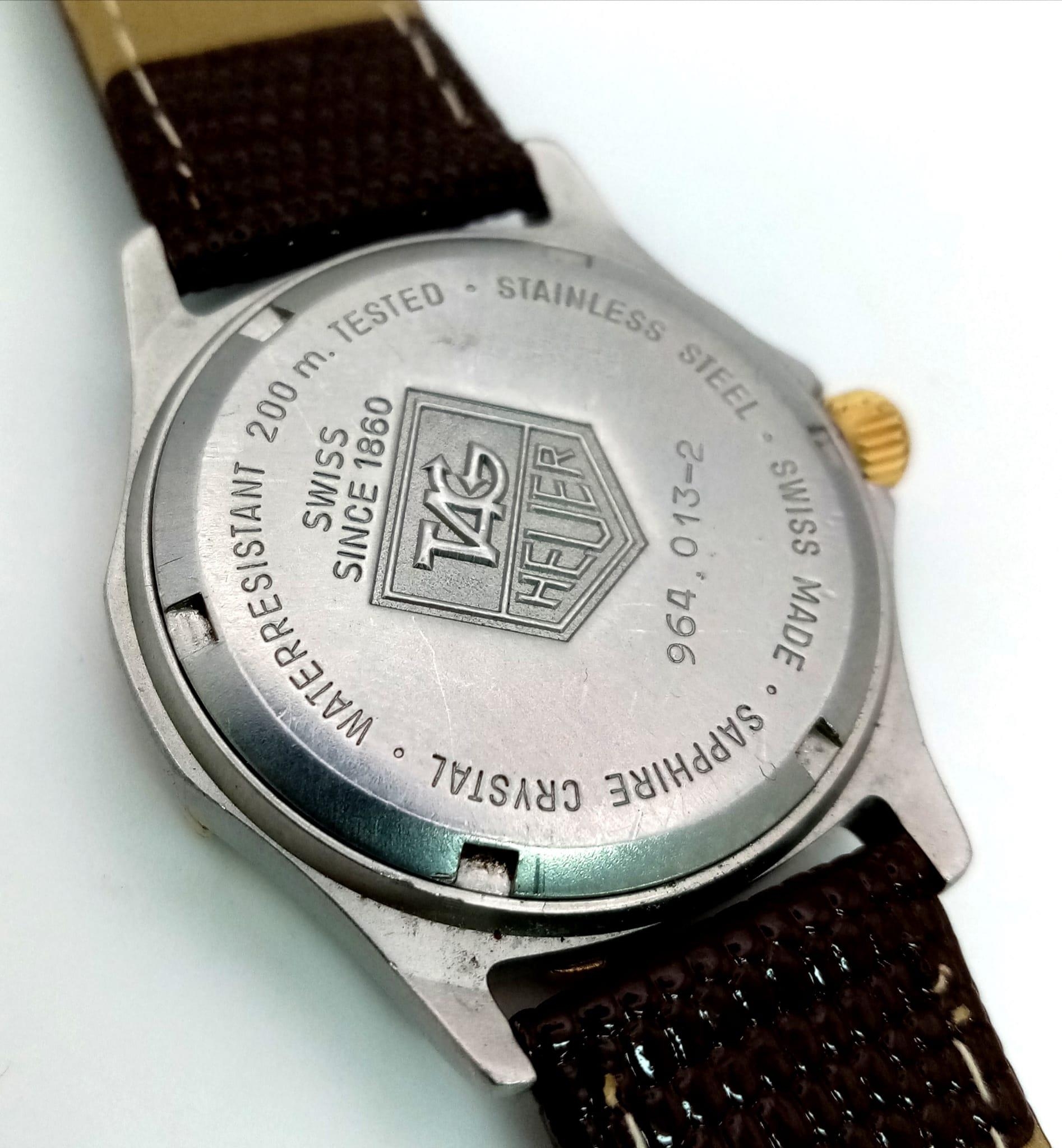 A Tag Heuer 2000 Professional Unisex Divers Watch. Brown leather strap. Two-tone stainless steel - Image 4 of 5