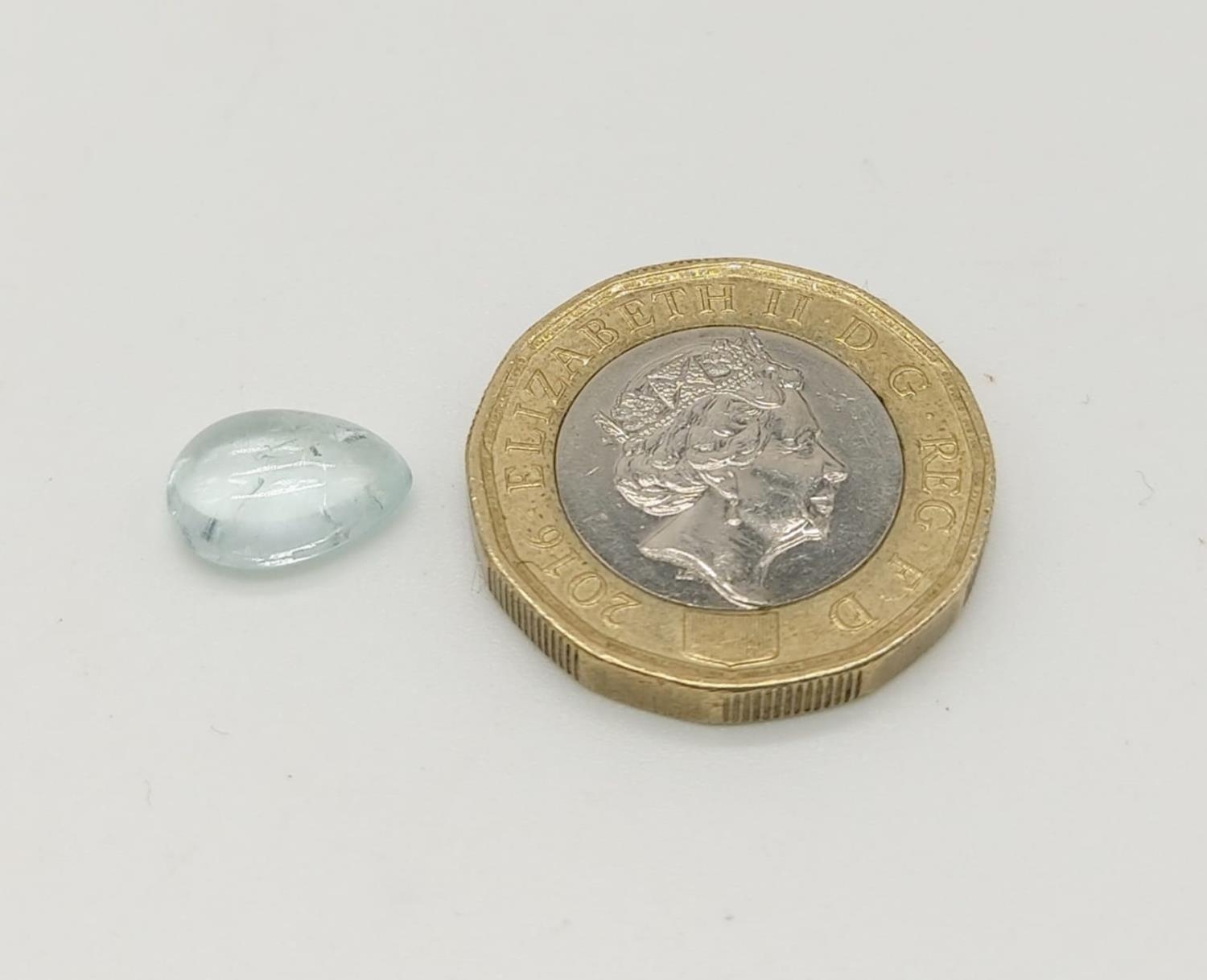 2.46cts Natural Aquamarine. Pear cabochon. GLI certified. - Image 4 of 6