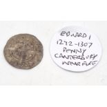 Edward I Silver Penny 1272-1307, in near fine condition, minted in Canterbury