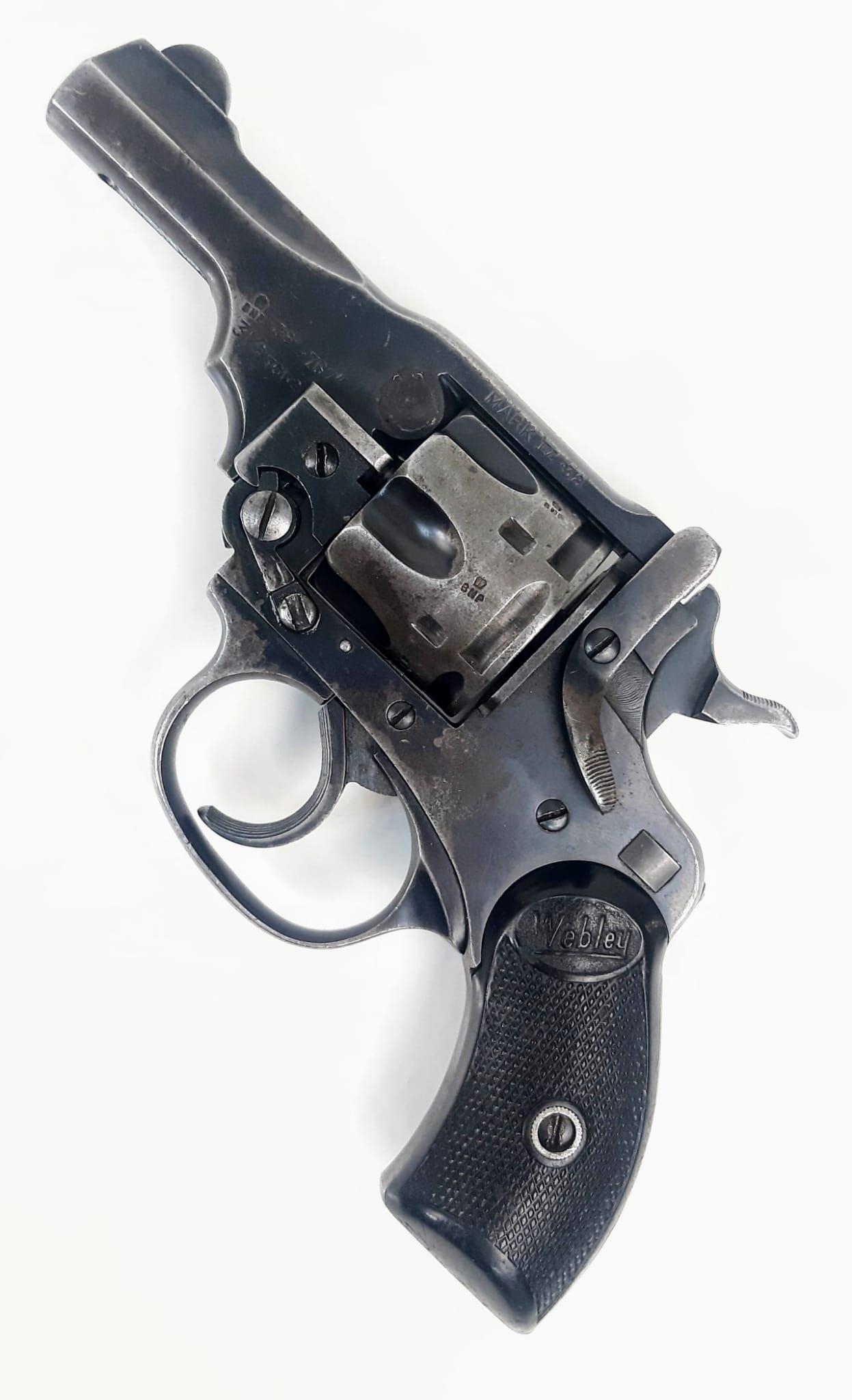 A Deactivated British Webley Mark IV Service Revolver Pistol. Introduced in 1899 and made its mark - Image 2 of 7