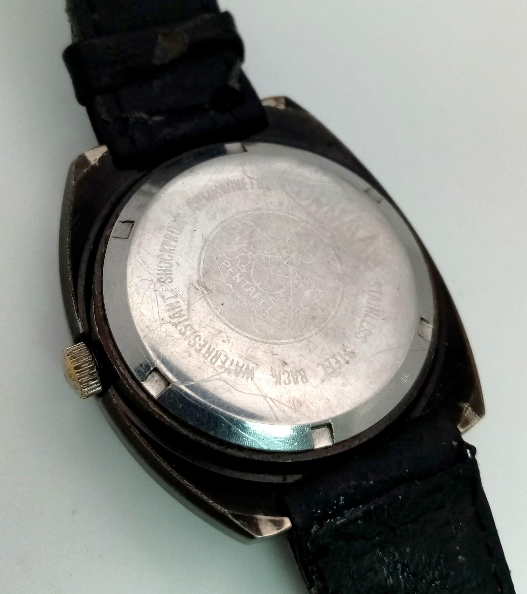 A Rare Cornavin Mystery Watch. Black leather strap. Case - 38mm. Shades of blue dial with date and - Image 4 of 4