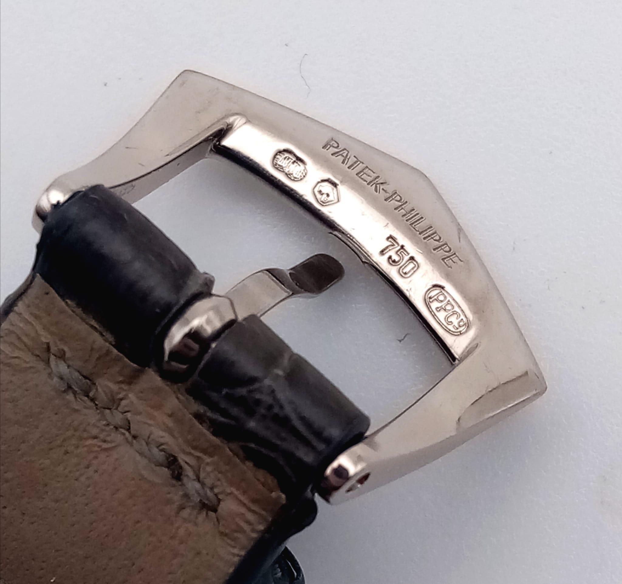 A Patek Phillipe Calatrava 18K White Gold Gents Watch. Leather strap. Gold case - 31mm. Mechanical - Image 8 of 10