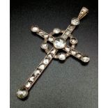 An Antique Art Deco 18K Gold and Diamond Cross Pendant. 2ct of old cut diamonds. 5.58g total weight.