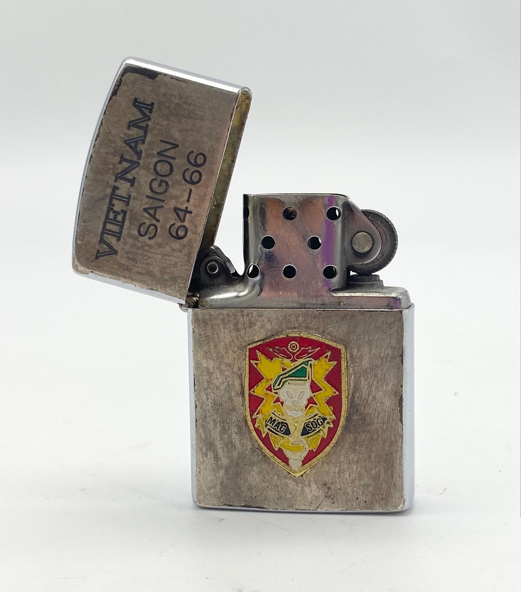 Vietnam War Period US Special Forces Cigarette Lighter. The Zippo made wind proof lighter