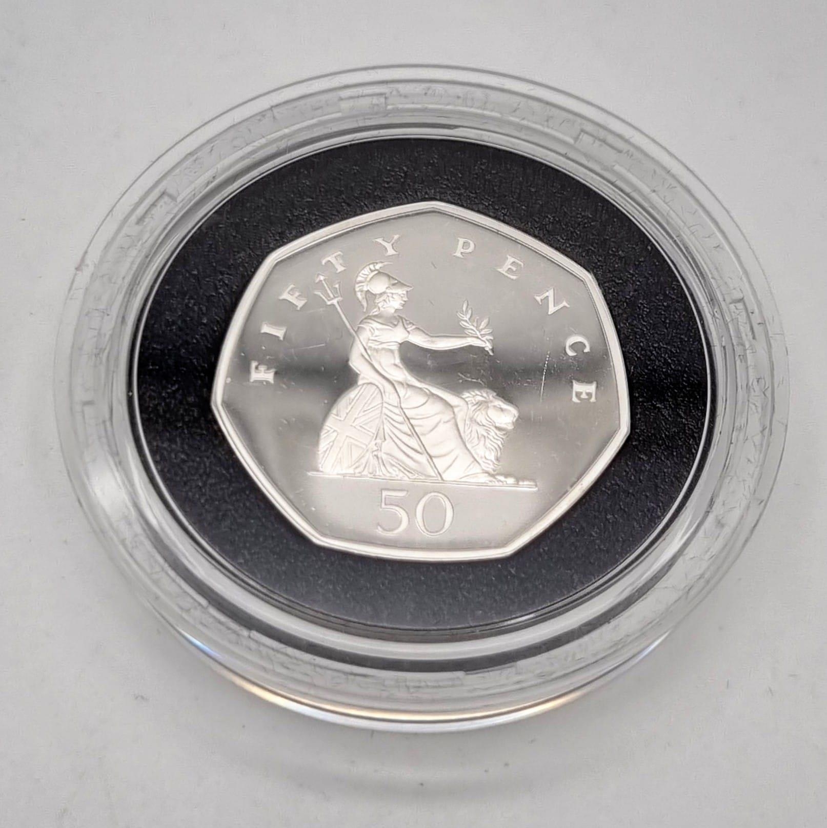 A 1997 Silver Proof Piedfort Fifty Pence Coin. In original Royal Mint Case with COA. - Image 2 of 2