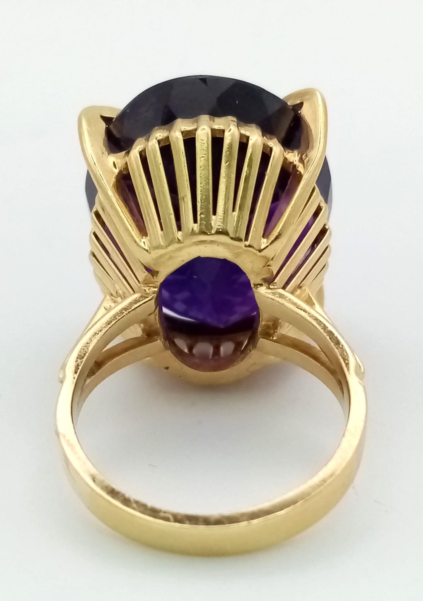 An 18k Yellow Gold and Siberian 35ct Plus, Amethyst Ring. 14.5g total weight. Size N. - Image 3 of 4