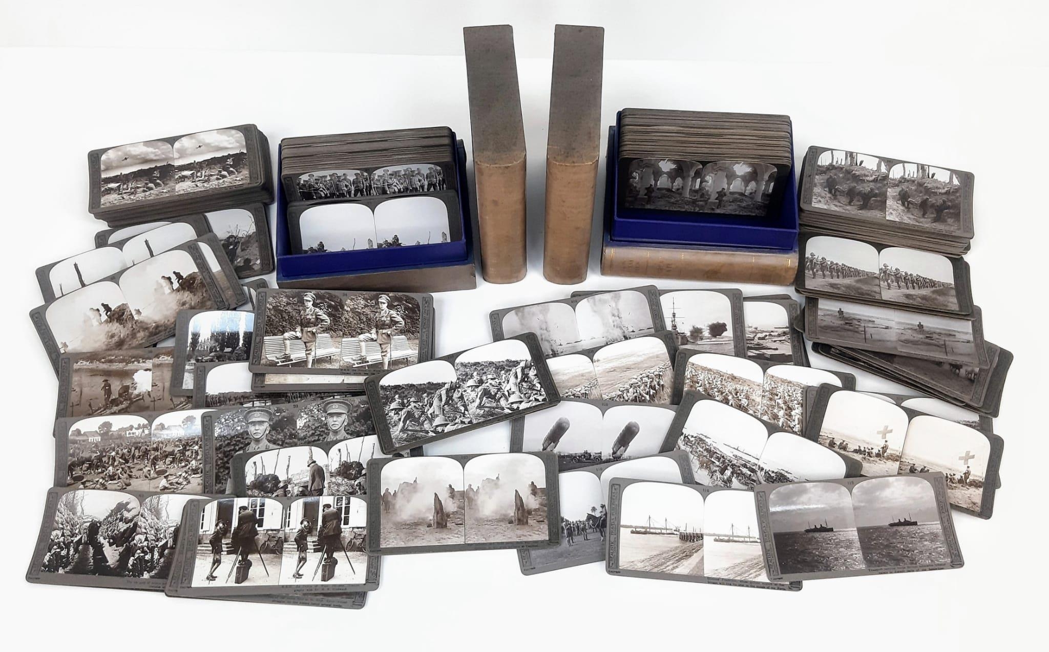 200 Great War Stereoscope Viewing Cards. Two box-sets numbered 1 - 200. Each formed of two silver-