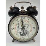 A Vintage Russian Santa Maria Double Bell Alarm Clock. A/F 15cm tall