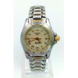 A Tissot 1853 PR 100 Two-Tone Ladies Watch. Water resistant to 100m. Case - 25mm. Quartz movement.