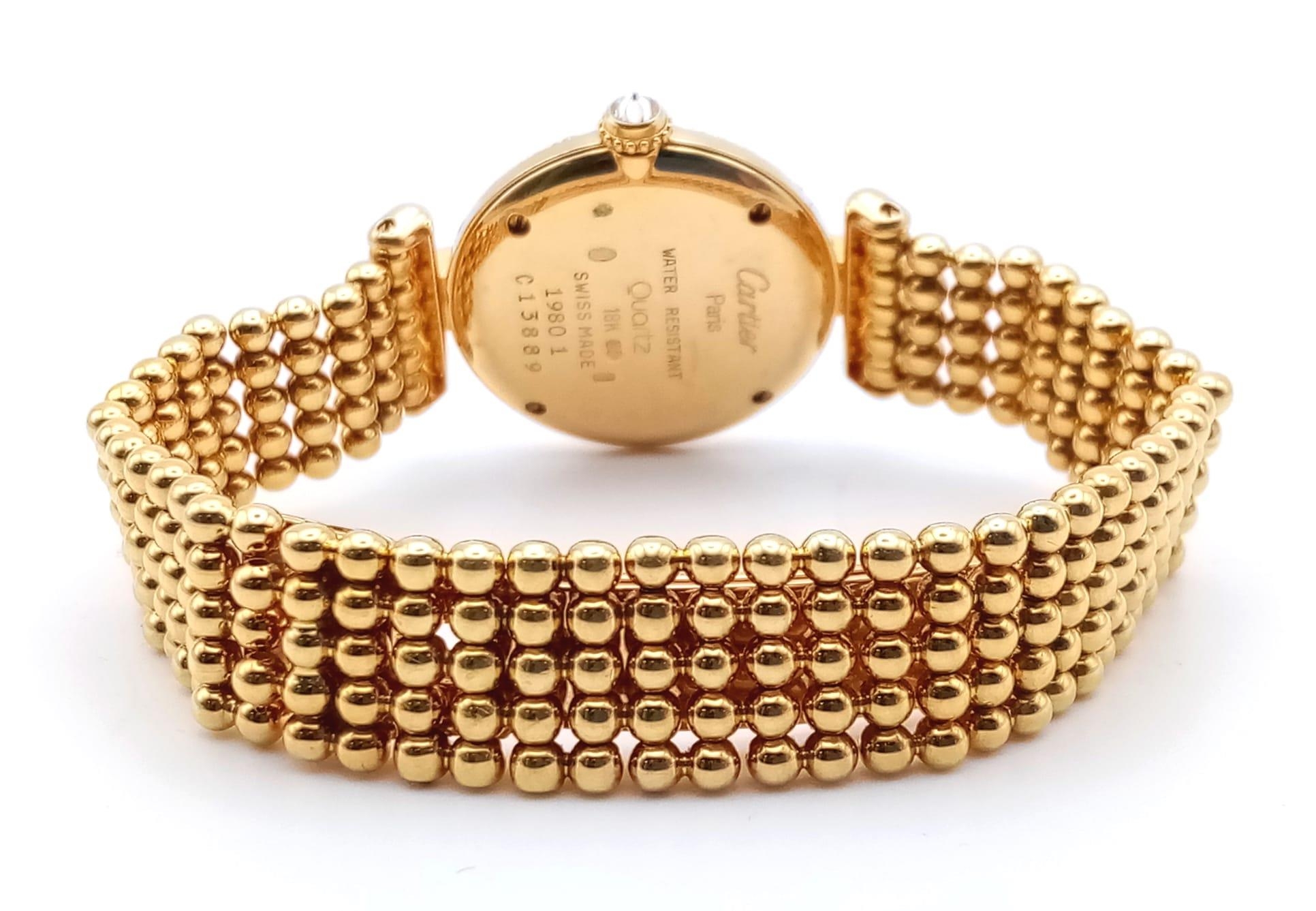 A Cartier 18K Yellow Gold and Diamond Ladies Watch. Gold ball-link bracelet. Gold circular case - - Image 6 of 8