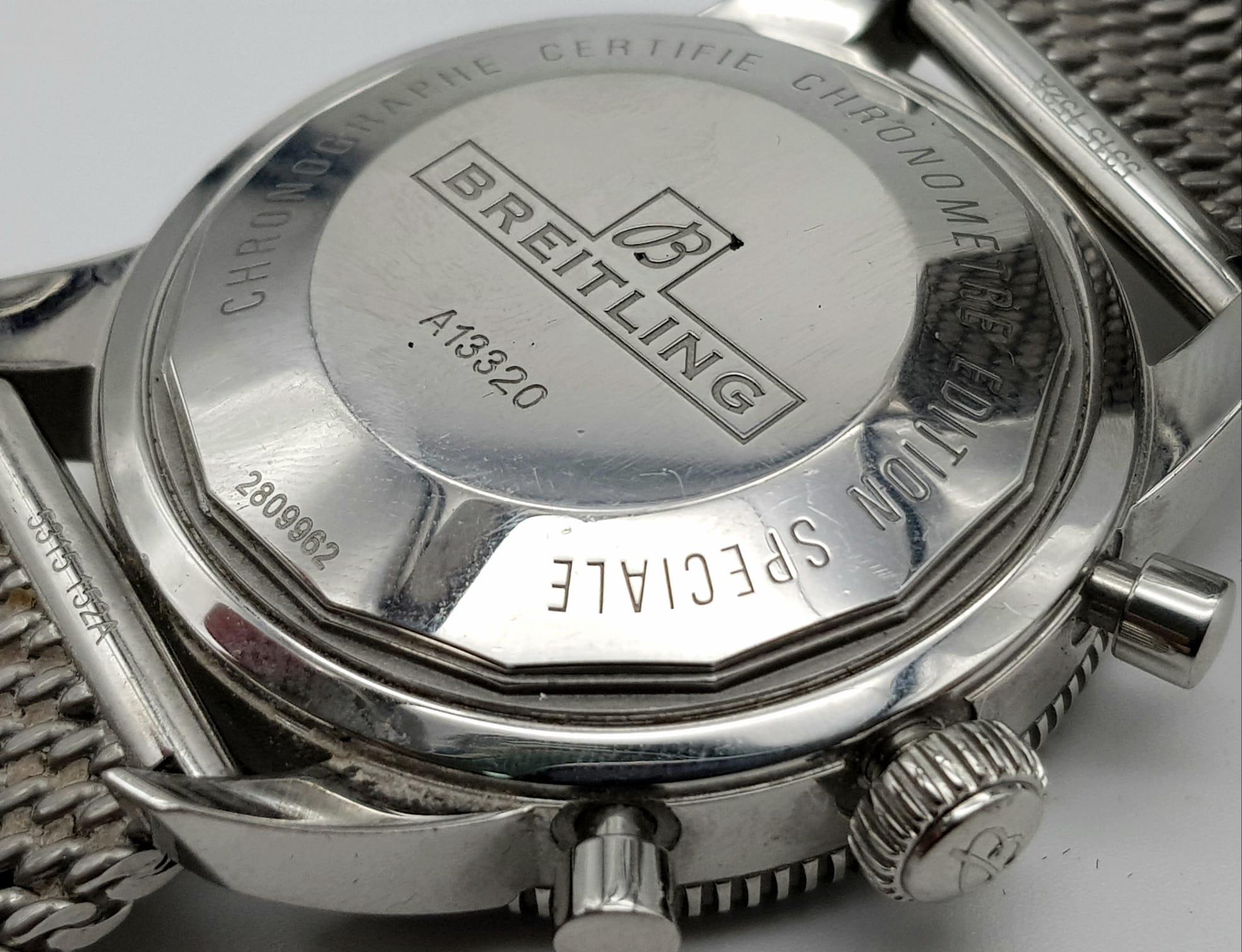 A Breitling Super Ocean Chronograph 200M Gents Diving Watch. Stainless steel mesh strap. Stainless - Image 5 of 7