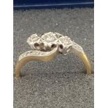 Antique 18k GOLD and DIAMOND RING, Having DIAMONDS set to top and mounted in PLATINUM in crossover