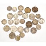 An Assorted USA Small Silver Coinage Collection. All pierced. 26 coins in total.