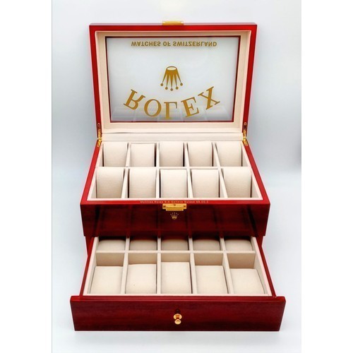 Two-Tier Elite Watch Display Case - Perfect for Rolex Watches. 20 plush watch spaces on two