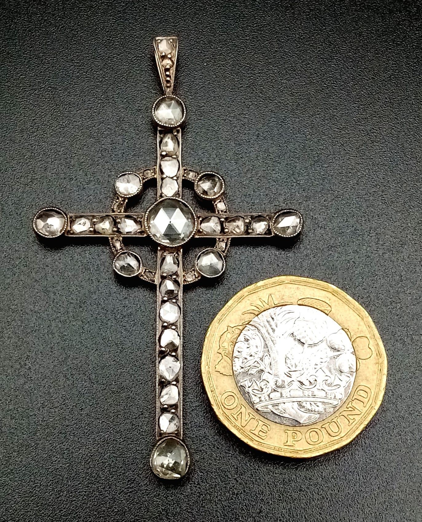 An Antique Art Deco 18K Gold and Diamond Cross Pendant. 2ct of old cut diamonds. 5.58g total weight. - Image 5 of 5