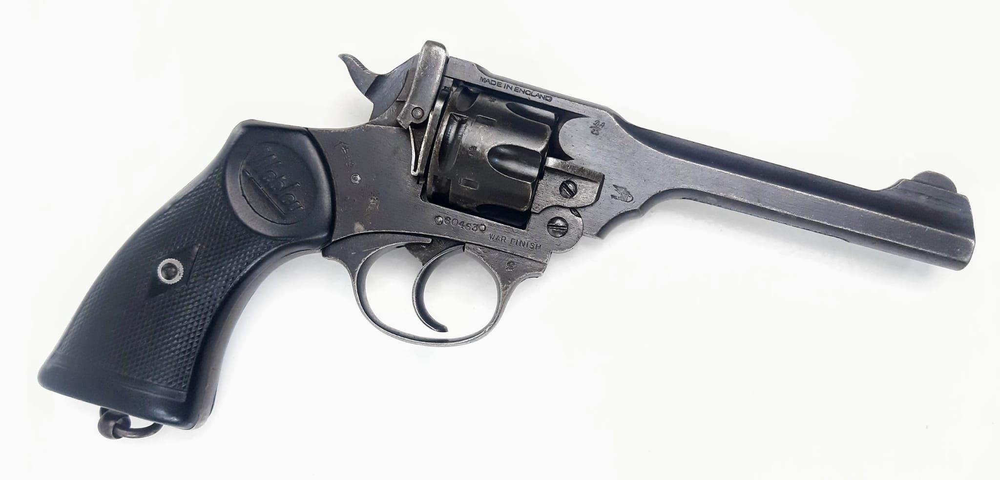 A Deactivated Webley Mark IV - 145/200 War Finish (government contract) Revolver Pistol. This WW2