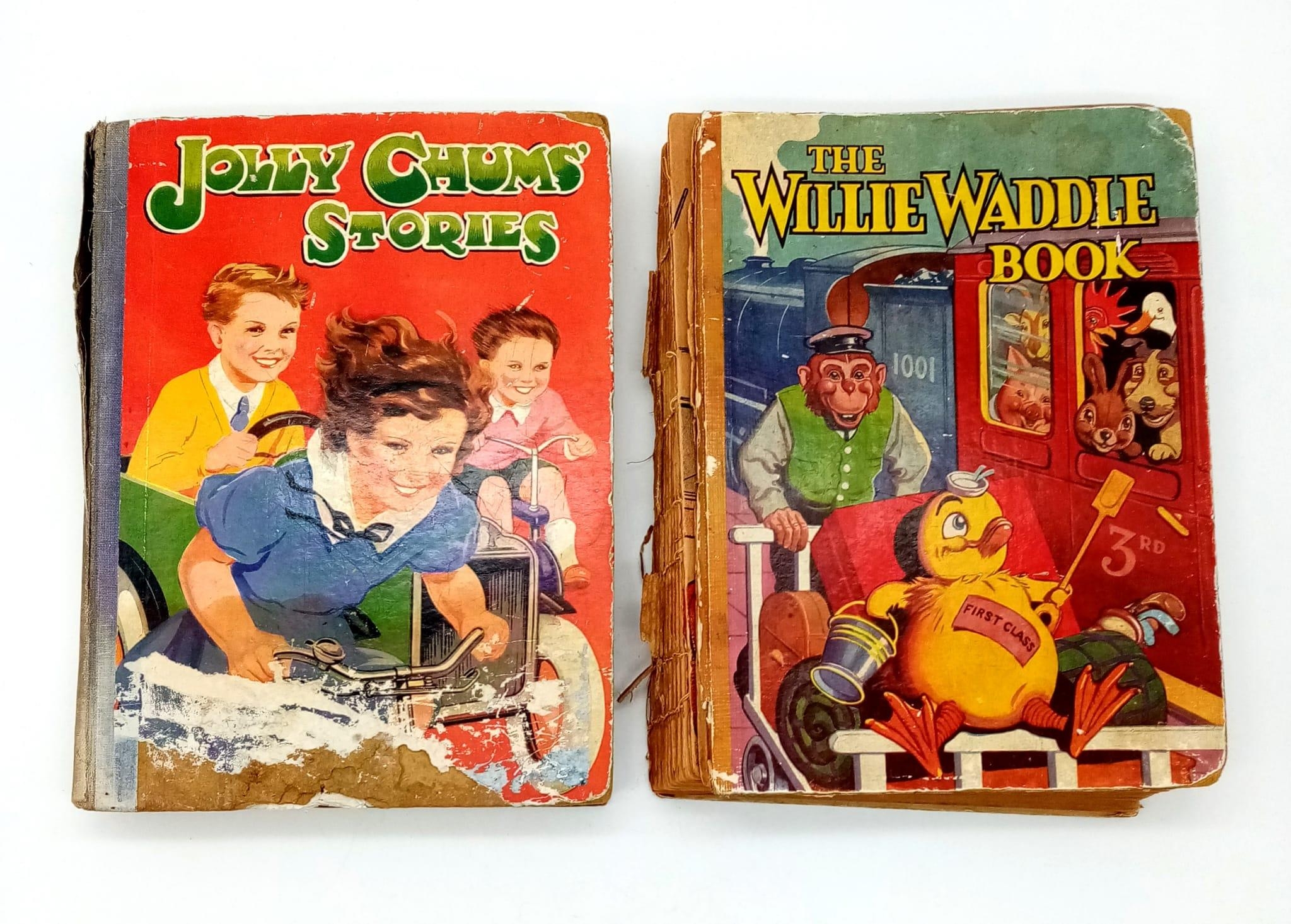 Two rare children's books from the 1930's. The Willie Waddle book and Jolly chums stories. Willie