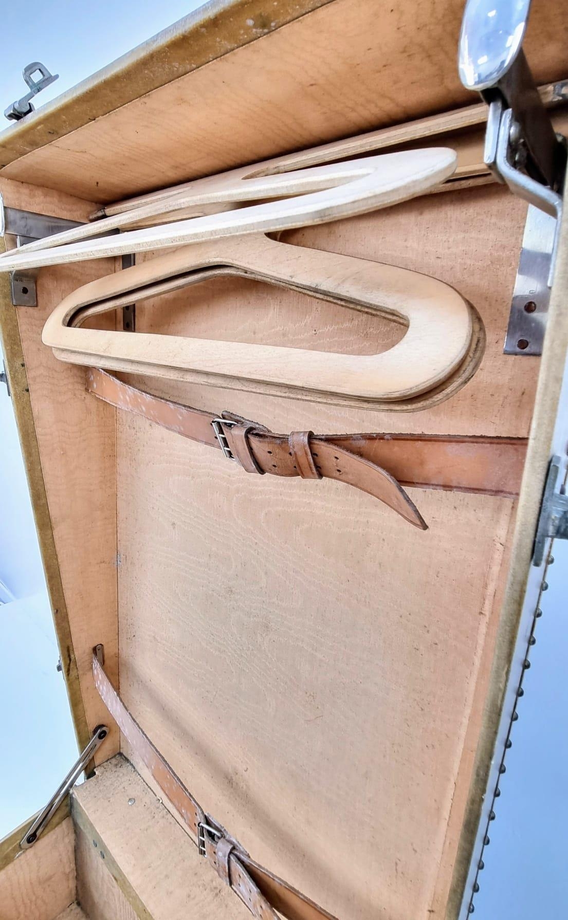 A 1950s Vintage Cruise Liner Wardrobe Trunk Case - Complete with coat hangers! Comes with two Cunard - Image 4 of 10