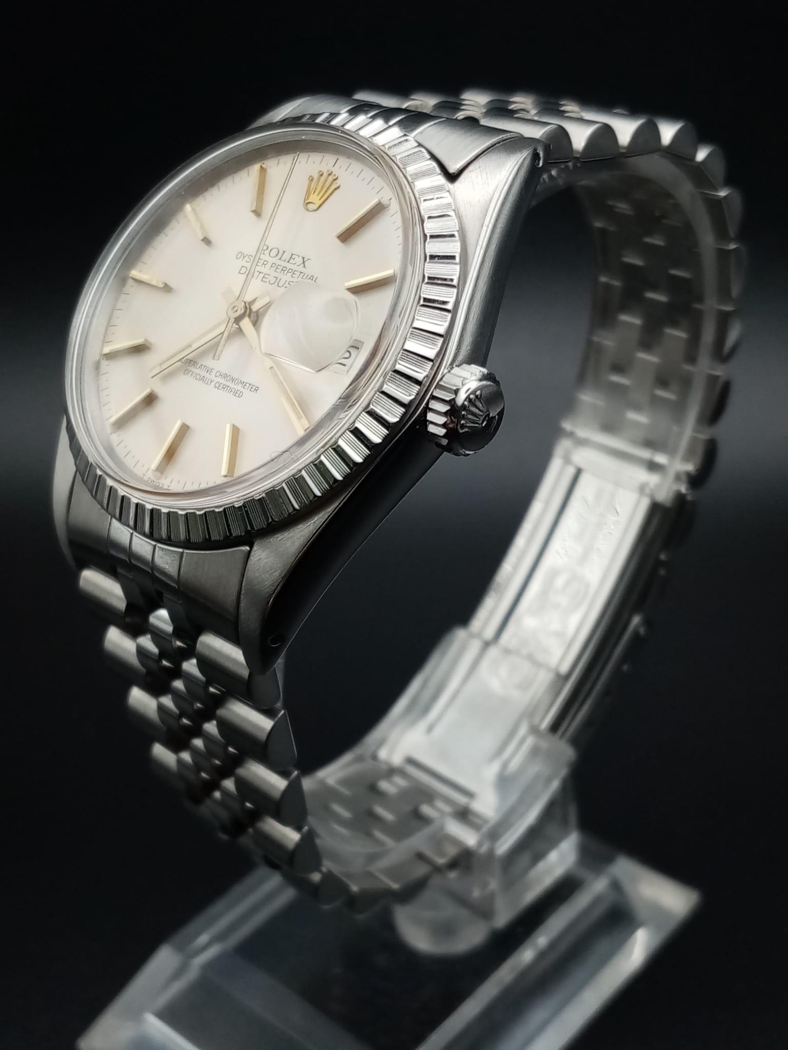 A Rolex Oyster Perpetual Datejust Gents watch. Stainless steel strap and case - 36mm. Cream dial. - Image 2 of 10