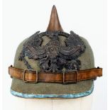 WW1 Imperial German Army Prussian M15 Pickelhaube Uniform Helmet. A felt constructed example with